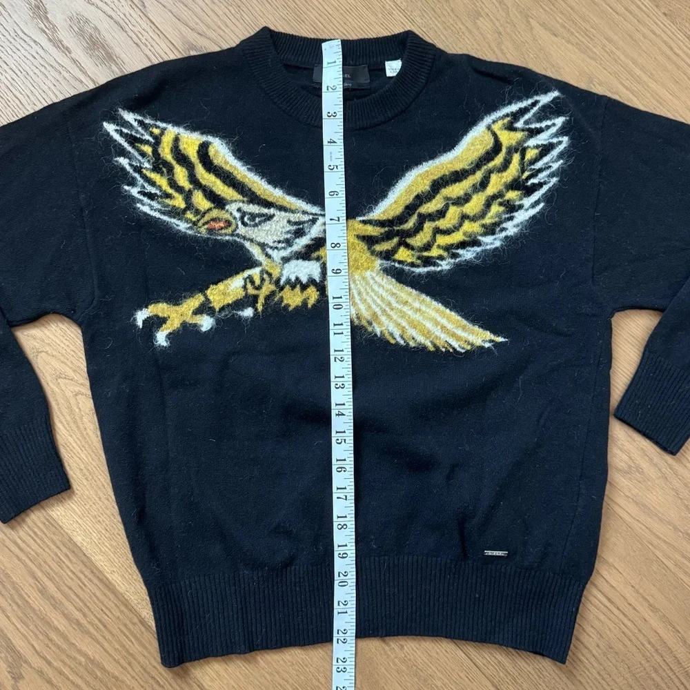 Diesel Y2K Eagle Wool Blend Crewneck Sweater - Black - Size XS - EUC - Picture 11 of 14